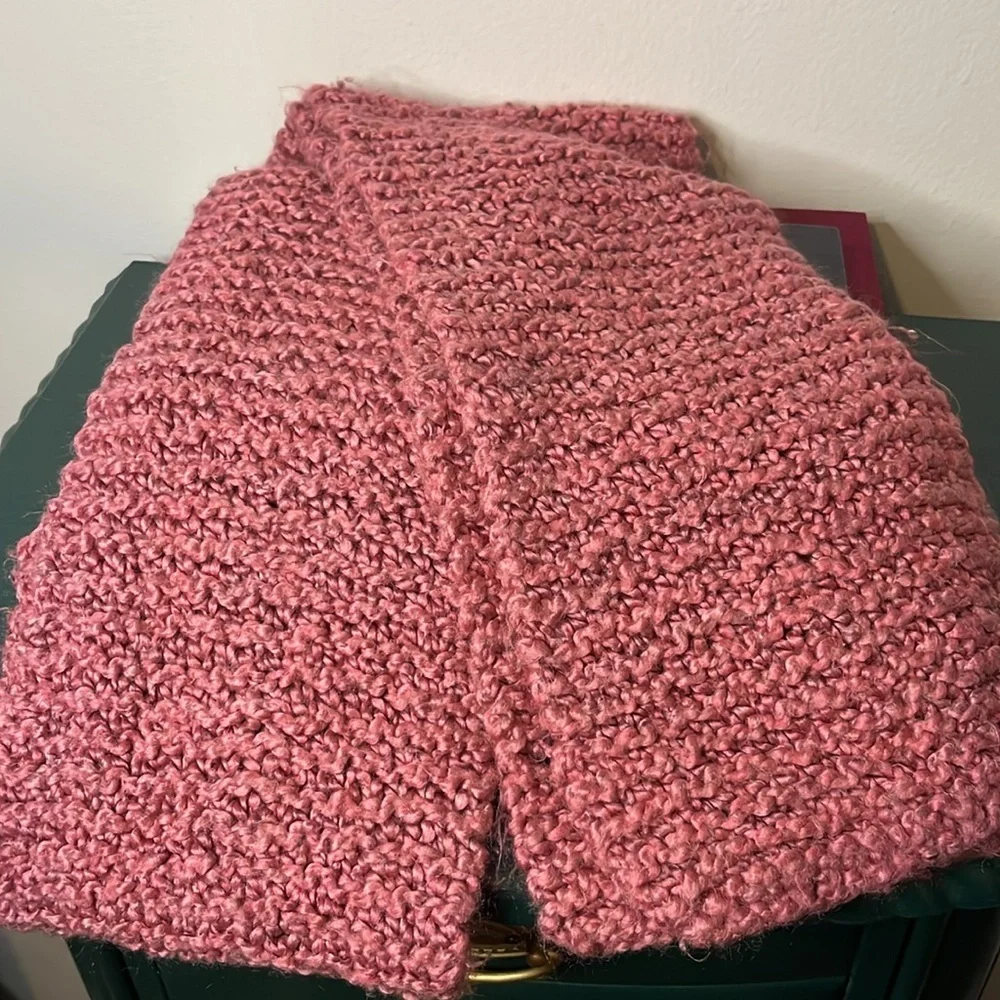 Handmade Knit Blue and Pink Super‎ Soft Cozy Pair of Scarves